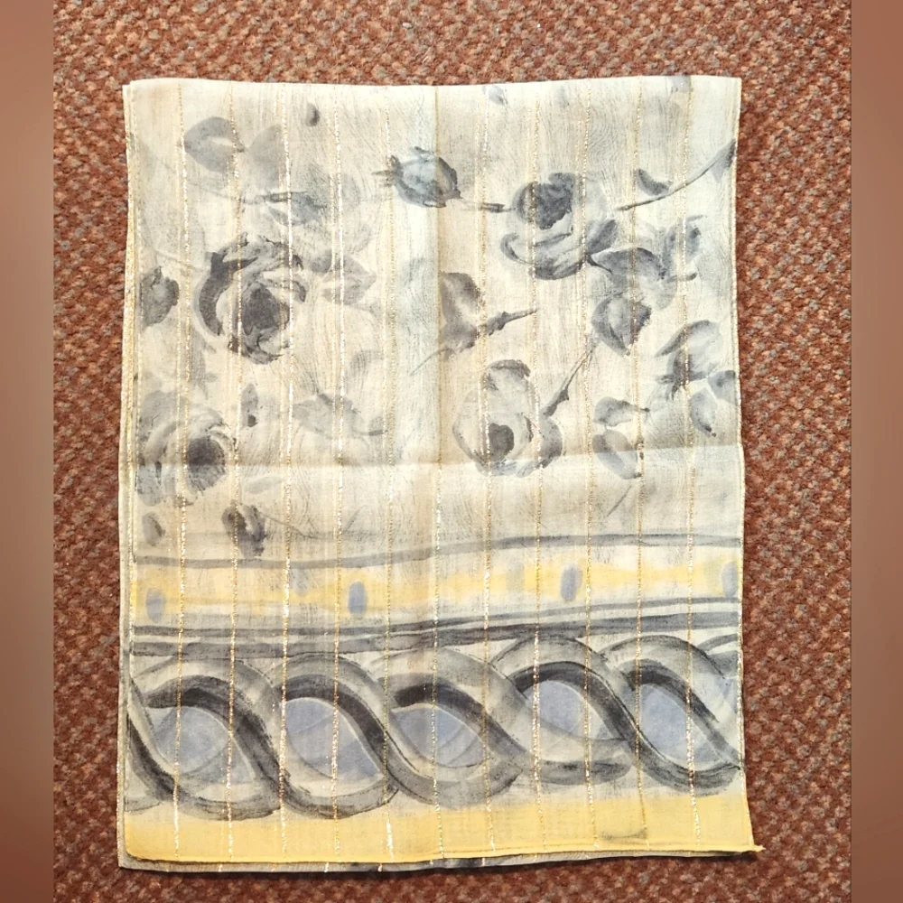 Bloomingdale's Floral Patterned Oblong Silk Scarf